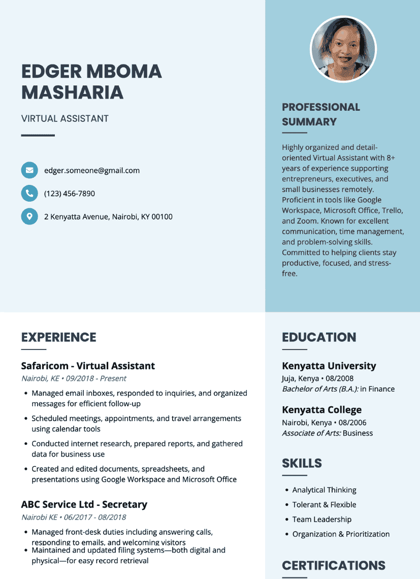 Elegant resume template preview