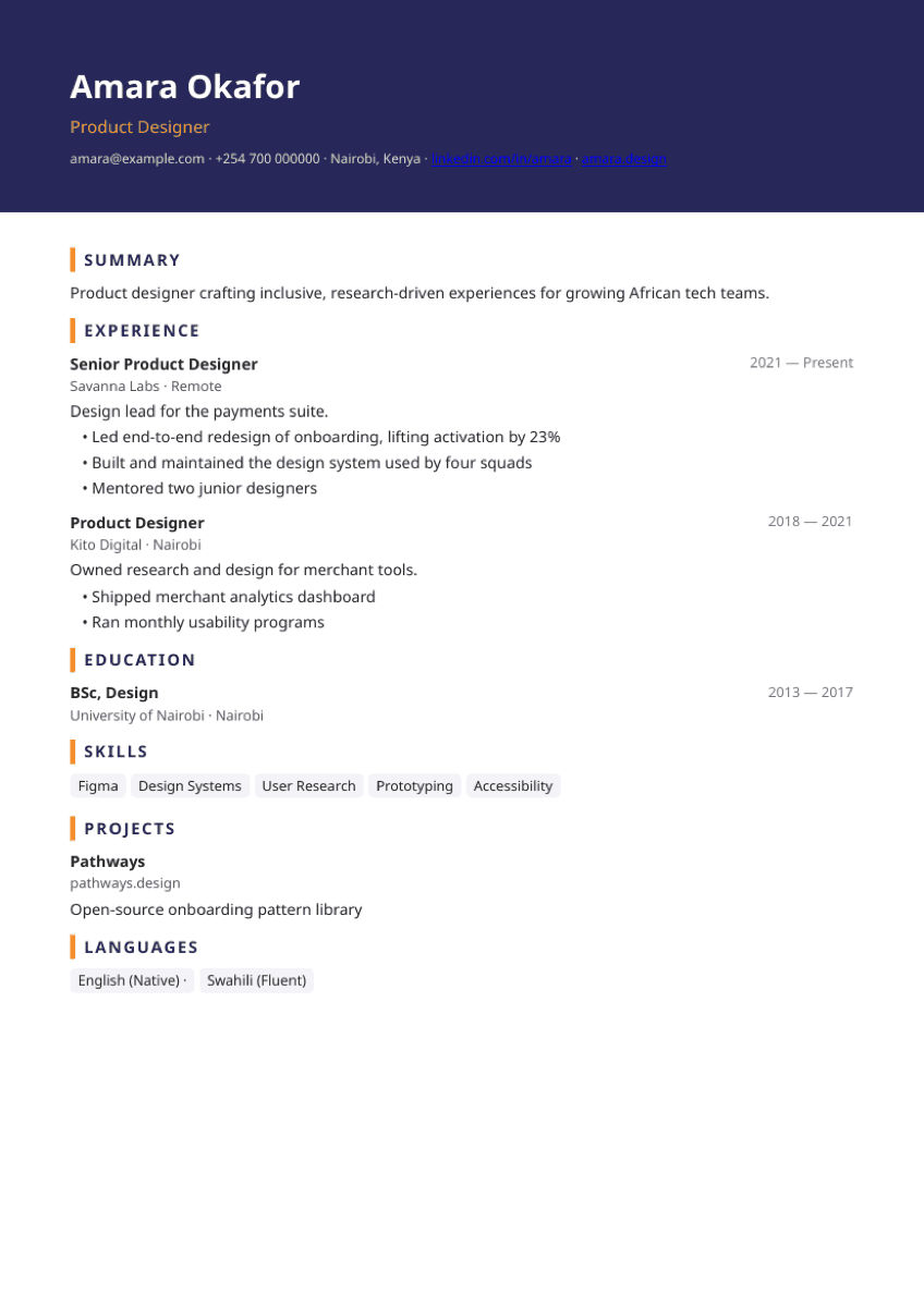 Modern resume template preview